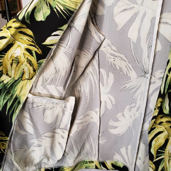 ASHLEY STEWART tropical palm leaves open front business casual blazer 14… - Picture 5 of 8